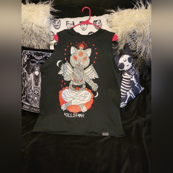 Killstar Tops - EUC Killstar cat diety tank muscle tee